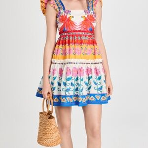 Farm Rio Vivid Garden Off White Mini Dress